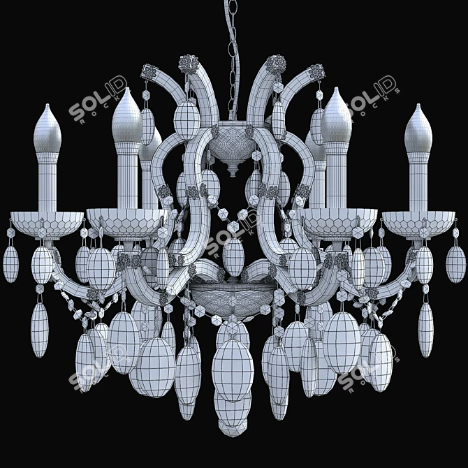 Hollywood SP6 Chrome - Classic Spanish Pendant Light (520mm Height)  Elegant Crystal Lux Collection 3D model image 2