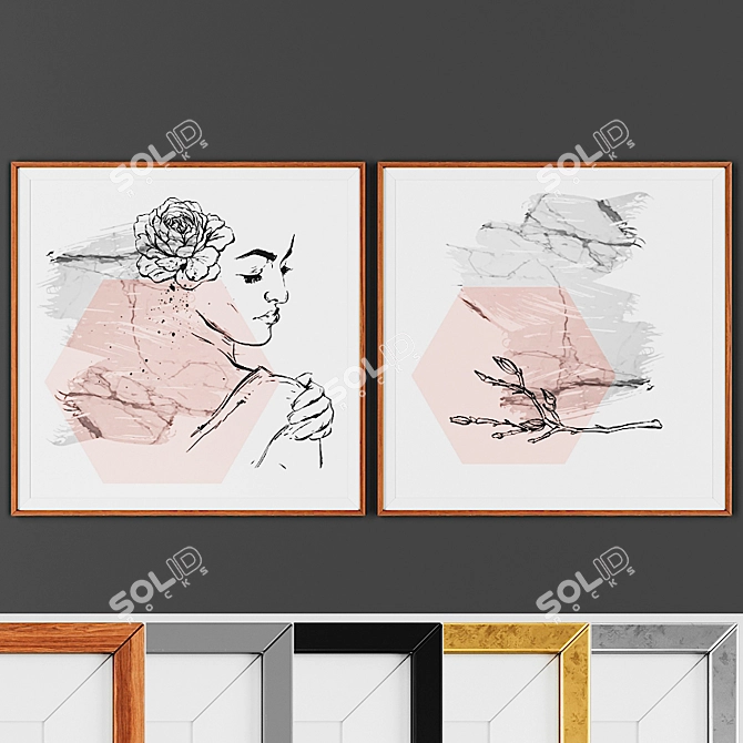Versatile Picture Frame Set: Choose from 5 Elegant Frames 3D model image 1