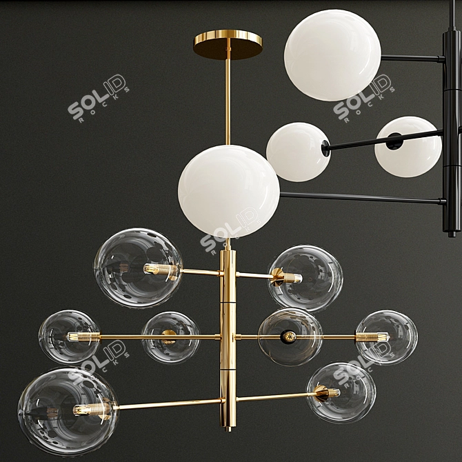 Modern Pellet Chandelier 3D model image 1