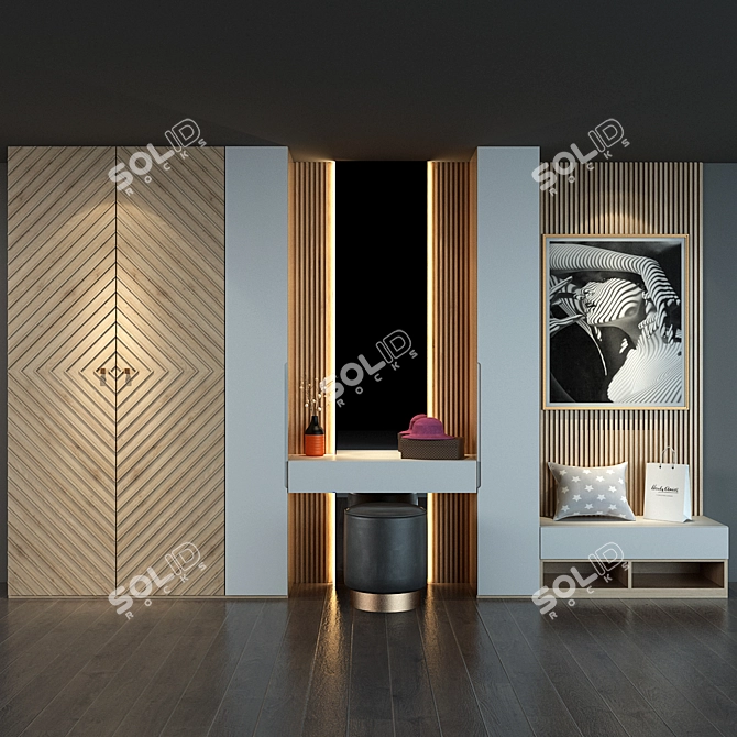 Modern Hallway Cabinet Set 3D model image 1