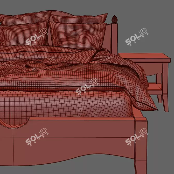 Elegant Children's Bed with Columns 3D model image 2