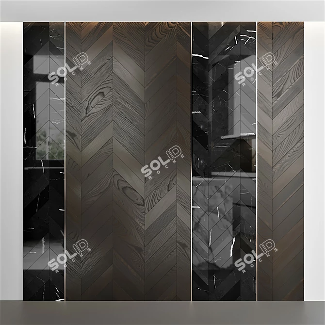 Luxury Marble Chevron Sliced Tiles 3D model image 1