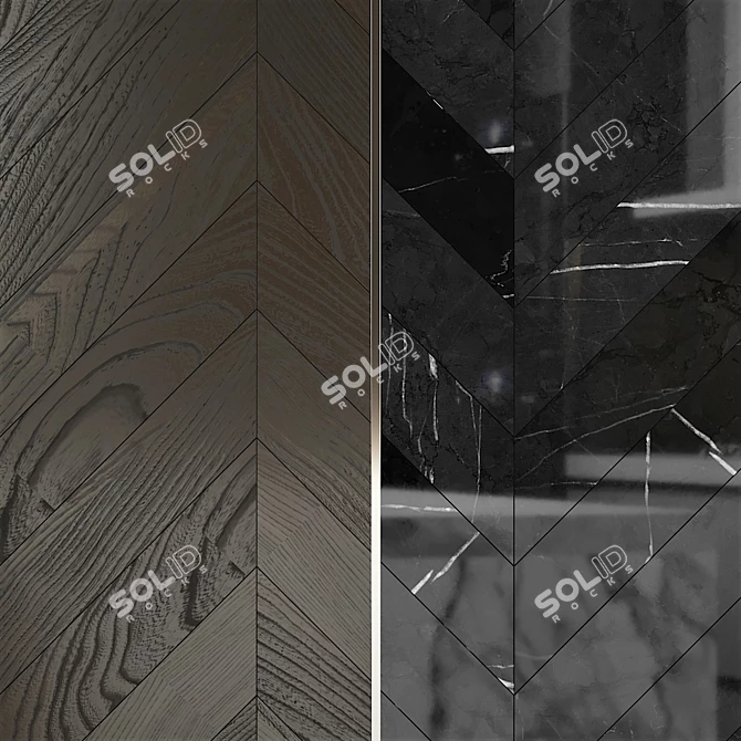 Luxury Marble Chevron Sliced Tiles 3D model image 2