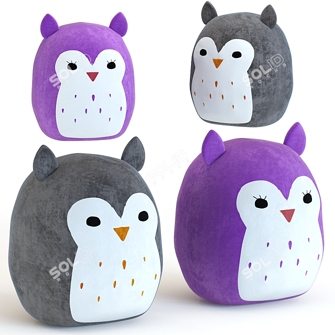 SQUISHMALLOW 16" Puff The Owl: Adorably Huggable Plush 3D model image 1