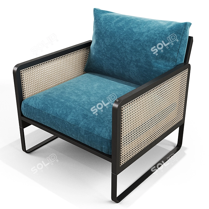 Elegant Cane Armchair: A Stylish Addition 3D model image 1