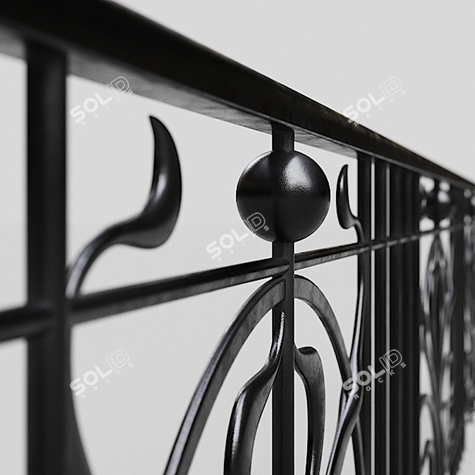 Elegant Iron Fence 3D model image 3