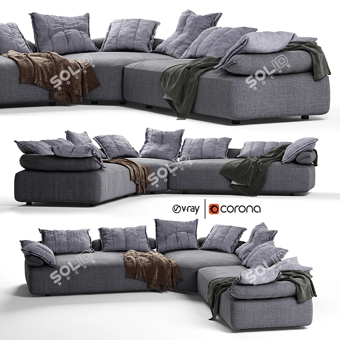 Sleek Design Flick Flack Sofa 3D model image 1