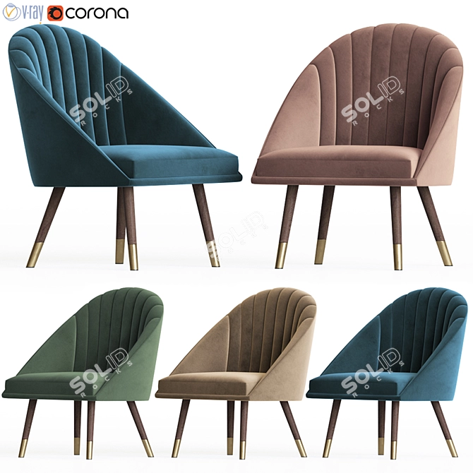 Audrey Velvet Tub Chair: Elegant and Comfortable 3D model image 1