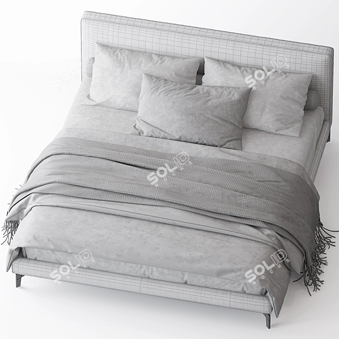 Modern Stone Plus Bed by Meridiani 3D model image 3