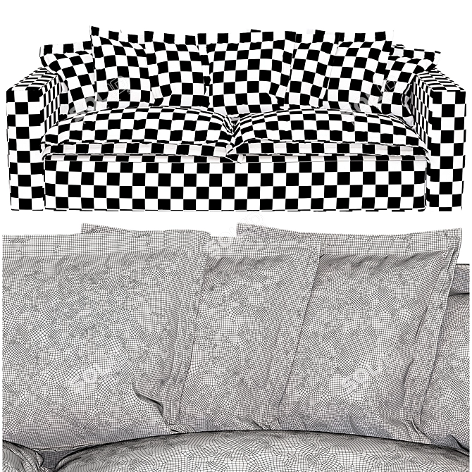 Loft Design Sofa with Pillows 3D model image 3