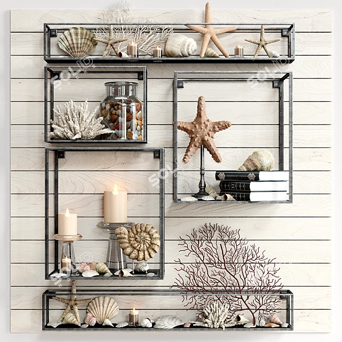 Pottery Barn Cube Display Shelves: Stylish Organizational Decor 3D model image 3