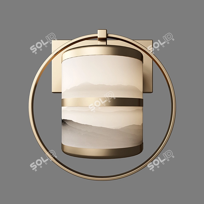Elegant Oriental Wall Sconce 3D model image 1
