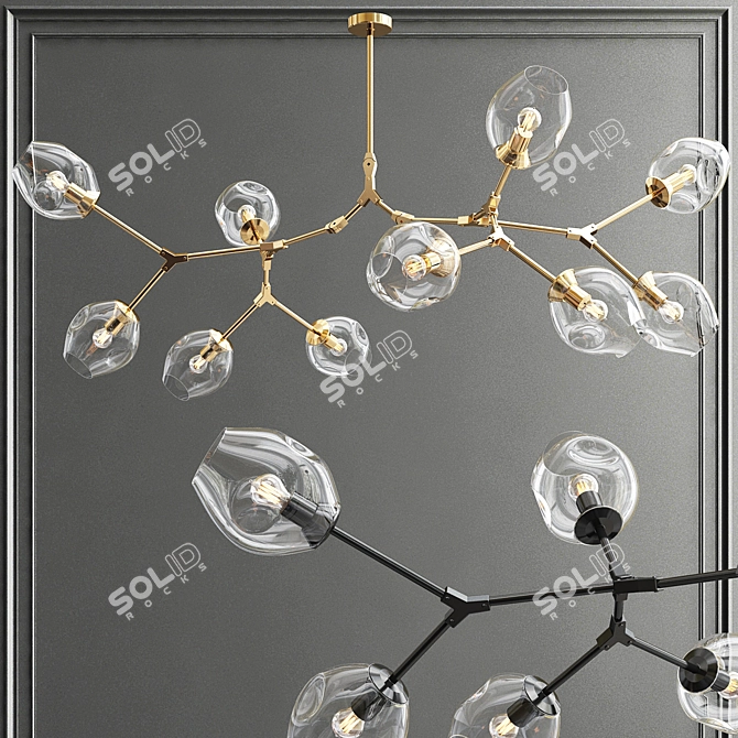 Ethereal Glass & Metal Chandelier 3D model image 1