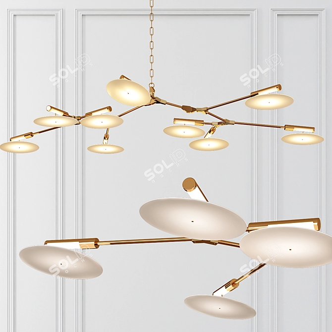 Golden Porcelain Disc Pendant 3D model image 1