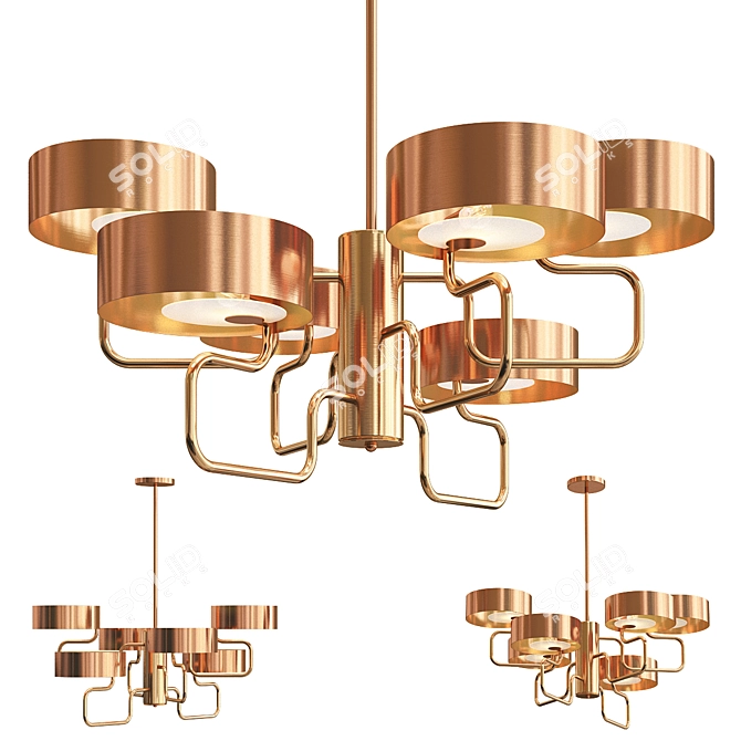 Postmodern Copper Metal Chandelier 3D model image 1