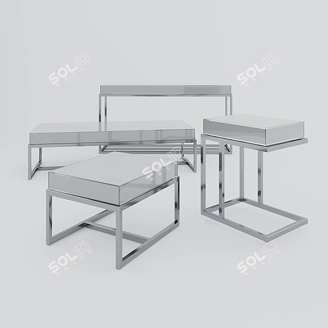 Reflective Glamour: Eichholtz Beverly Hills Tables 3D model image 1