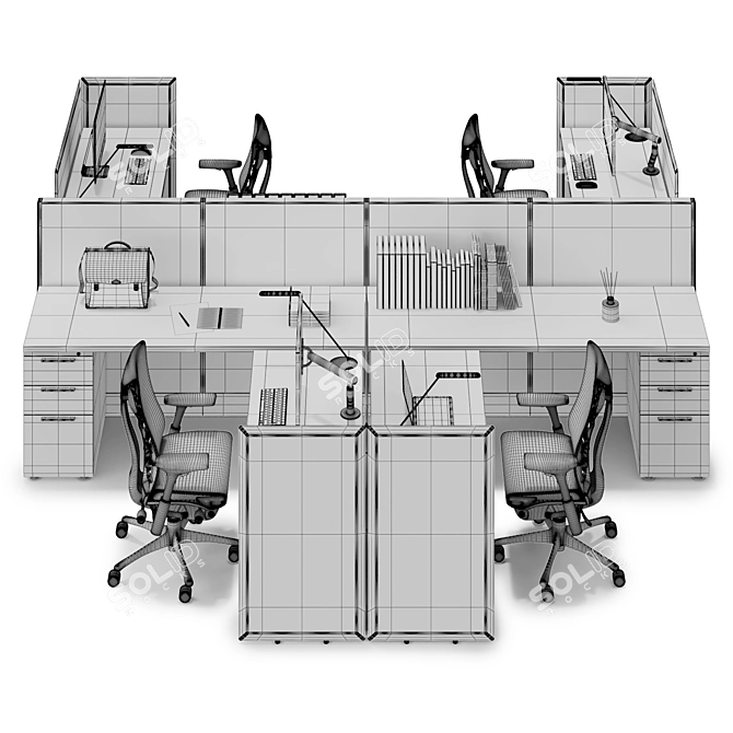 Herman Miller Action Office v2: Optimize Your Workspace 3D model image 3