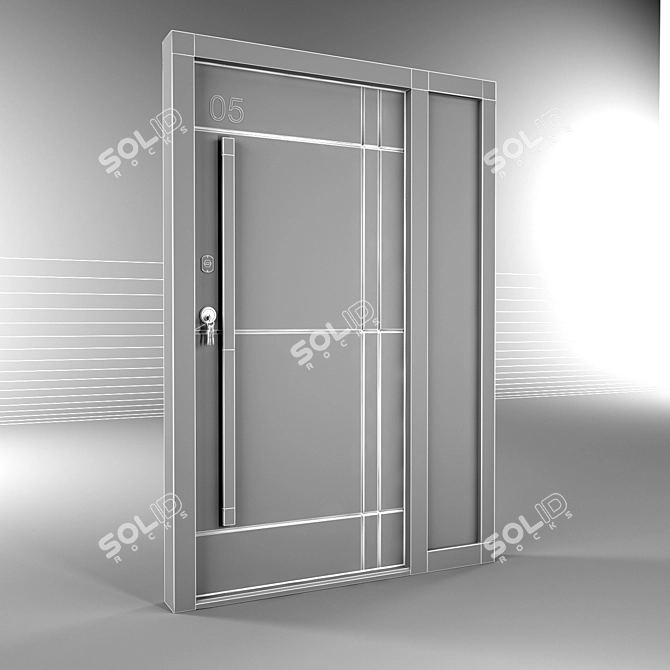 Modern Entrance Door 140x220cm 3D model image 3