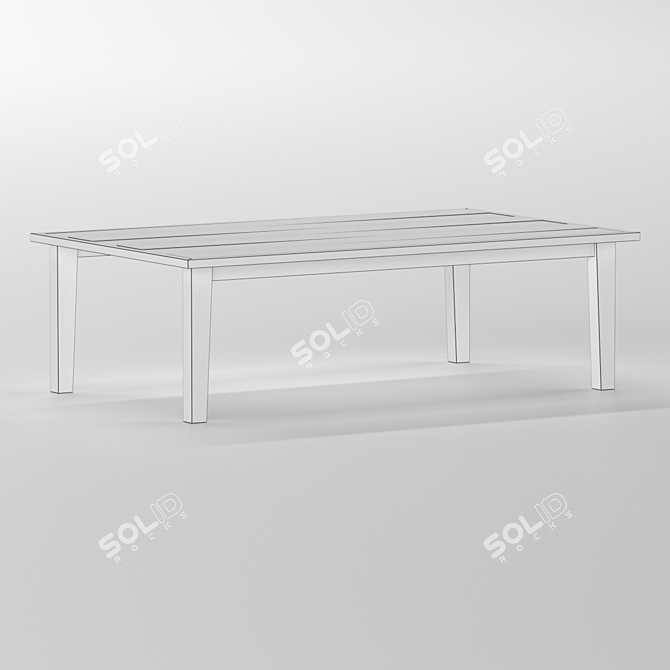 Solid Wood Dining Table 3D model image 2