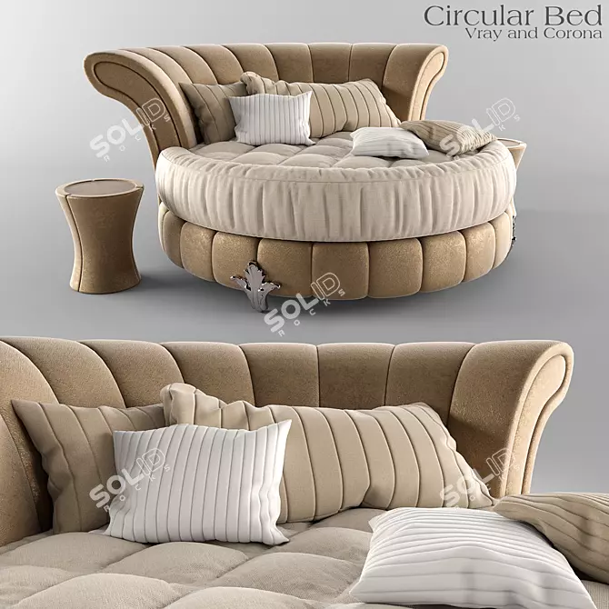 Elegant Round Bed - Vray & Corona - FBX Files 3D model image 1