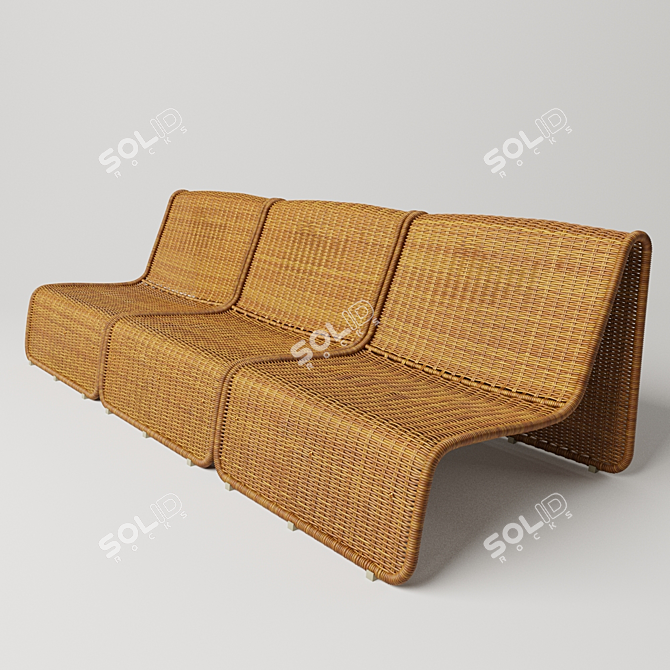 Vintage Italian Wicker Chairs 3D model image 1