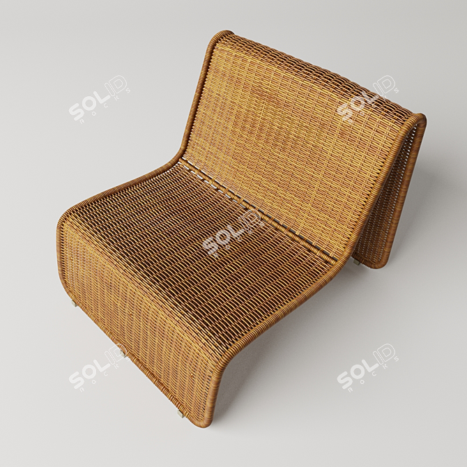 Vintage Italian Wicker Chairs 3D model image 2