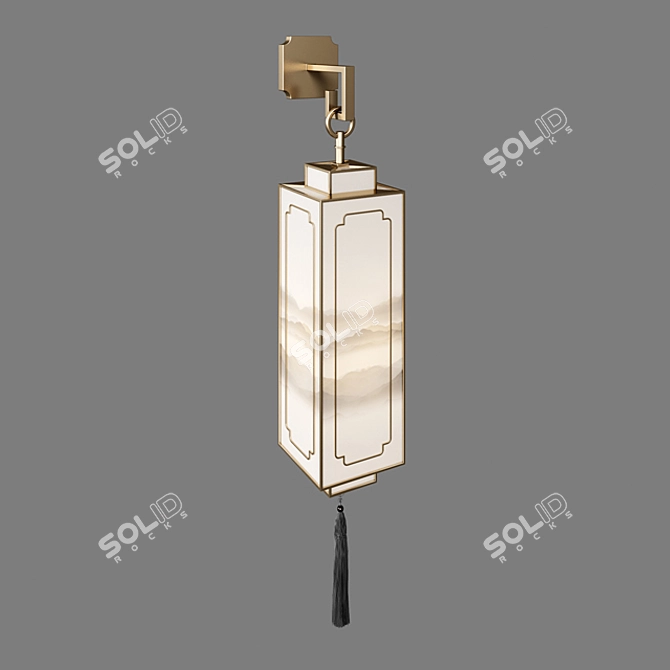 Elegant Oriental Wall Sconce 3D model image 2