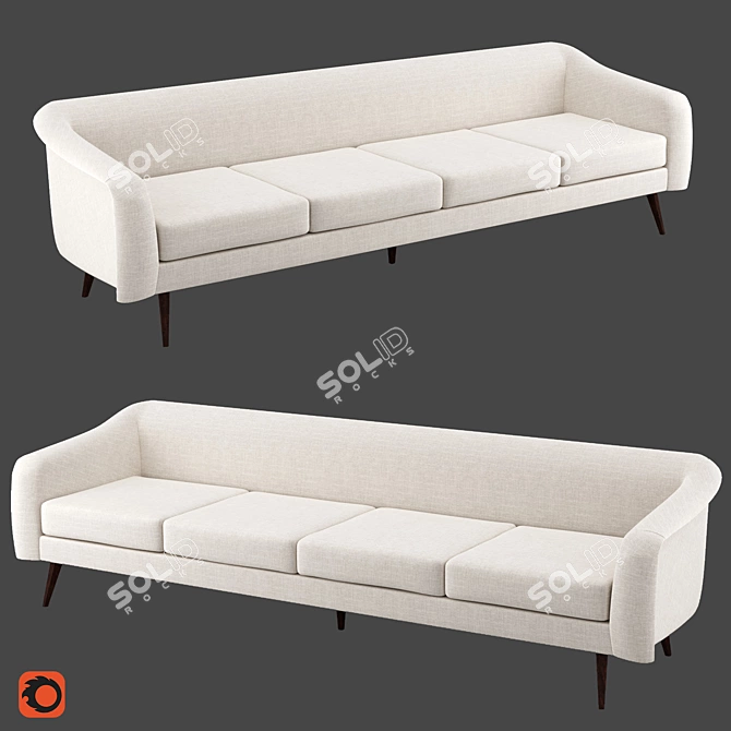 Vintage Joaquim Tenreiro Jacaranda Sofa 3D model image 1