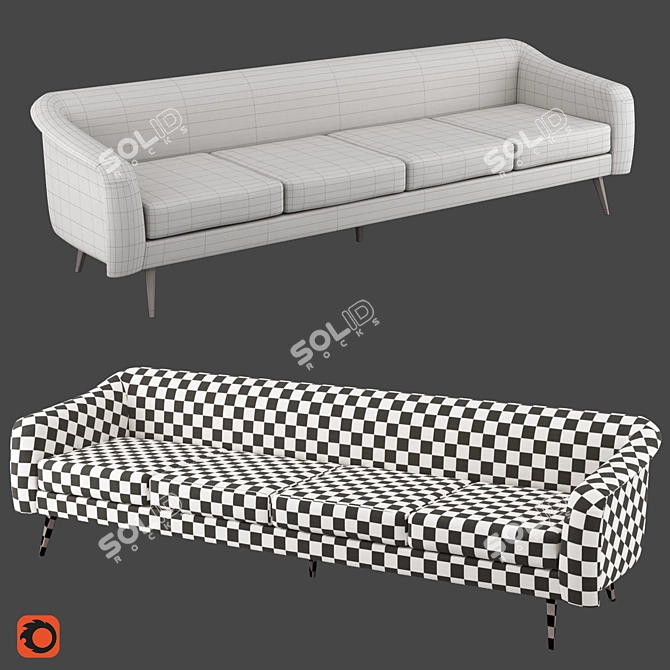 Vintage Joaquim Tenreiro Jacaranda Sofa 3D model image 2