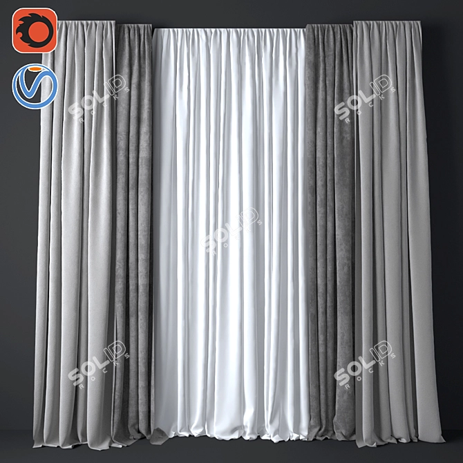 Elegant 48-inch Curtain 3D model image 1