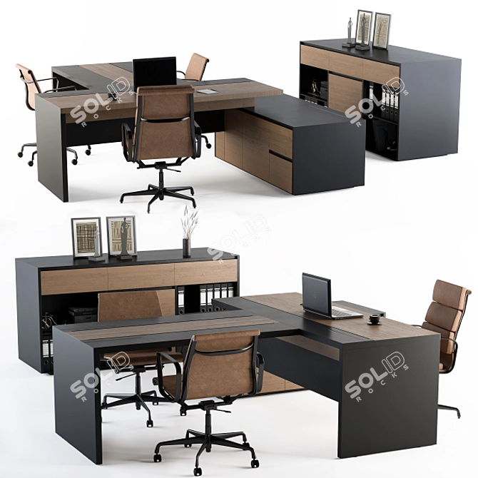 Executive Office Furniture Set 3D model image 1