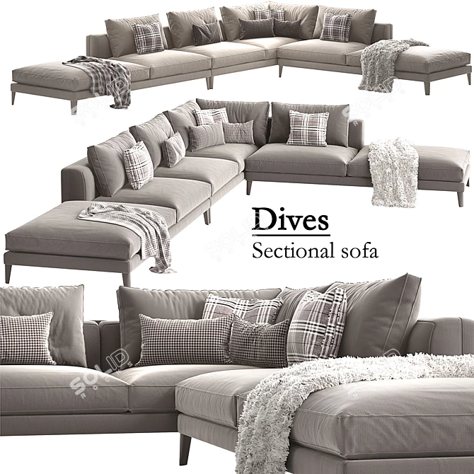 Dives Sofa: Stylish Sectional for Ultimate Comfort 3D model image 1