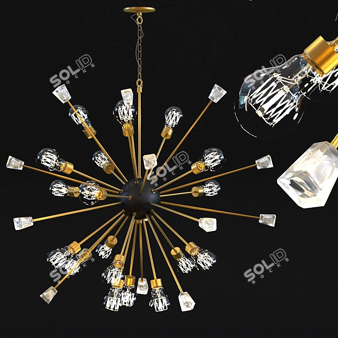 Crystal Bomb Brass Pendant: Impressive and Stylish 3D model image 1