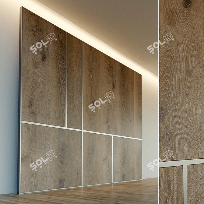 Wooden Wall Panel: Decorative 3D Design 3D model image 1