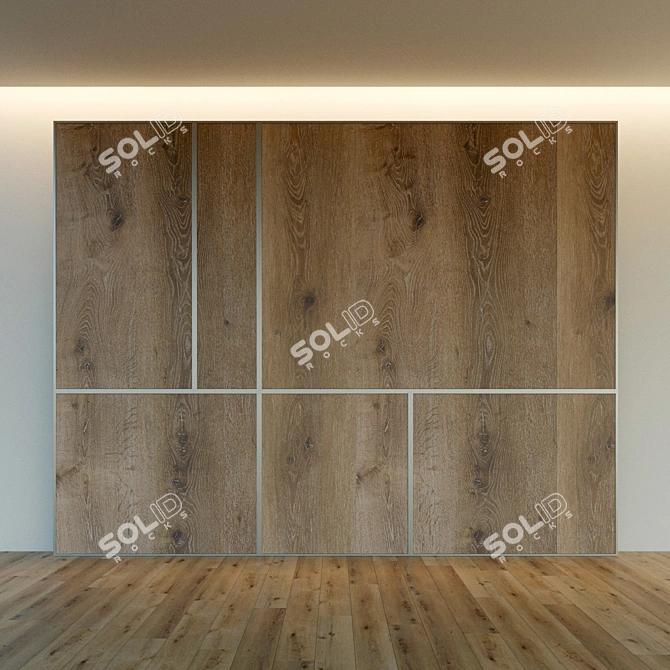 Wooden Wall Panel: Decorative 3D Design 3D model image 2