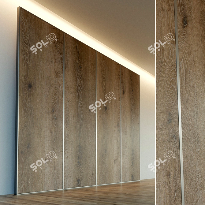 Title: Elegant Wood Wall Panel 3D model image 1