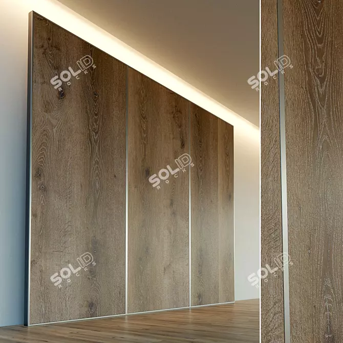Elegant Wood 3D Wall Panel 3D model image 1
