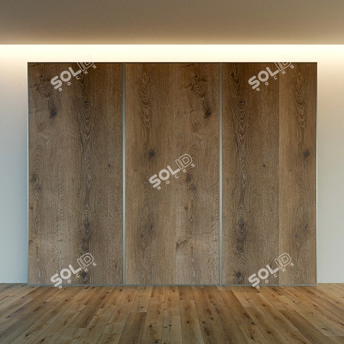 Elegant Wood 3D Wall Panel 3D model image 3