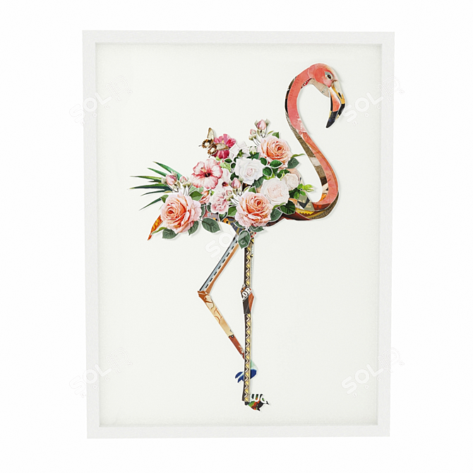 Tropical Flamingo Picture Frame 3D model image 1