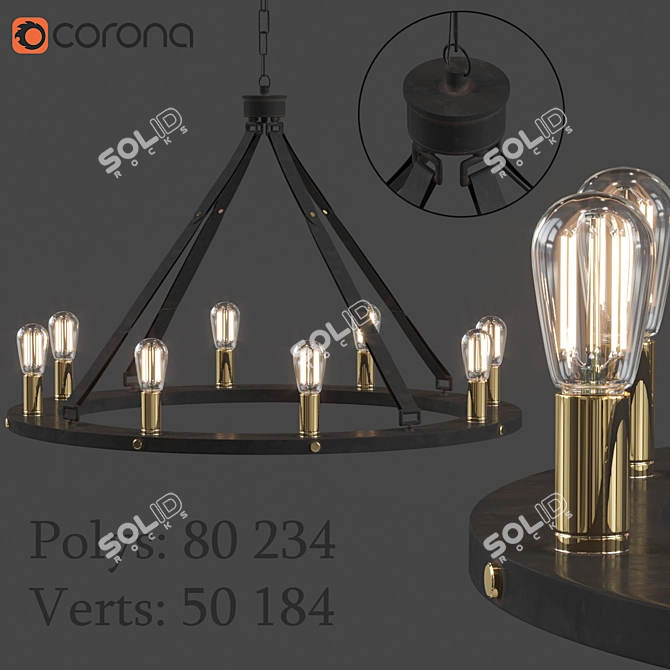 Mixed Metals Leather Strap Chandelier 3D model image 1