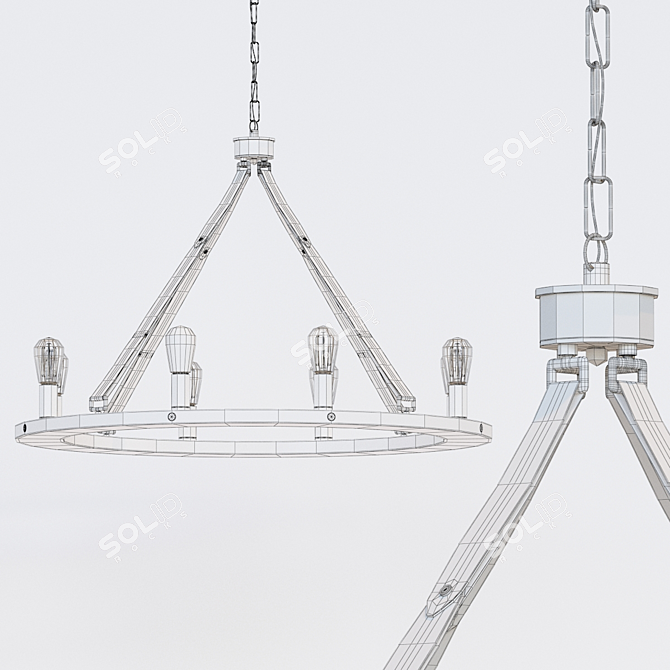Mixed Metals Leather Strap Chandelier 3D model image 2