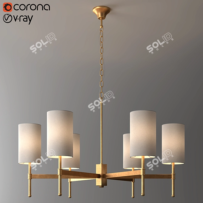 Elegant Gold Stem Chandelier 3D model image 1