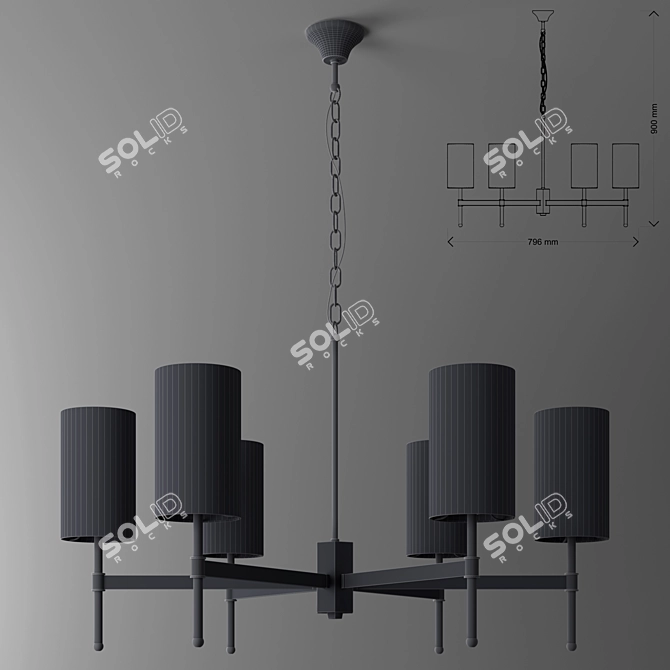 Elegant Gold Stem Chandelier 3D model image 2