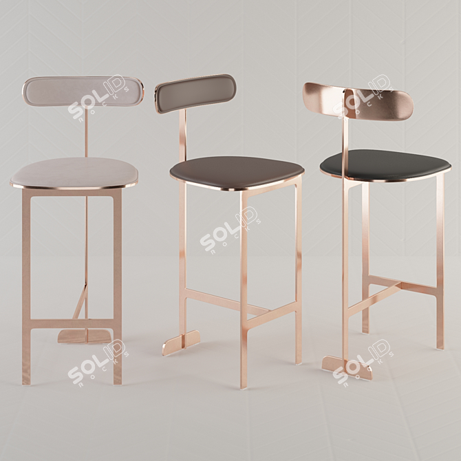 Nordic Rose Gold Bar Stool 3D model image 1