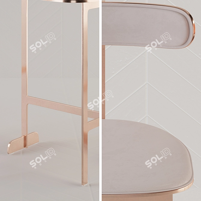 Nordic Rose Gold Bar Stool 3D model image 2