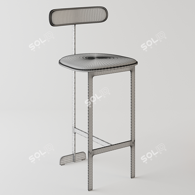 Nordic Rose Gold Bar Stool 3D model image 3