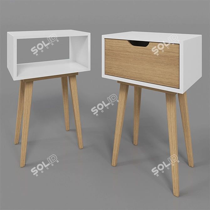 Sleek Wood Side Table 3D model image 1
