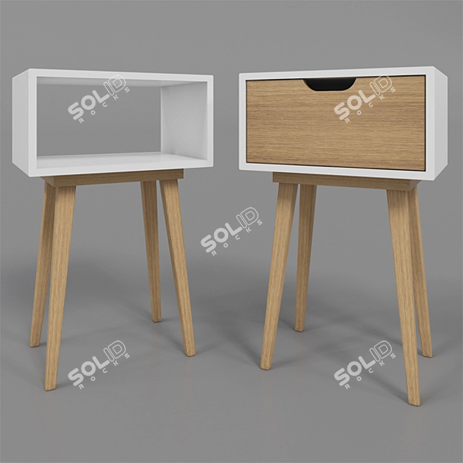 Sleek Wood Side Table 3D model image 2