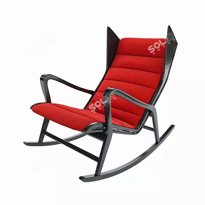 Elegant Ebonized Wood Rocking Chair 3D model image 1