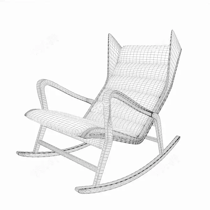 Elegant Ebonized Wood Rocking Chair 3D model image 3
